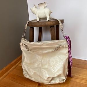 COACH Large Winter White Patent Leather Bag